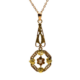 SOLD - The Rodez: Antique La Valier or Lavalier Pendant set with Old Cut Diamond