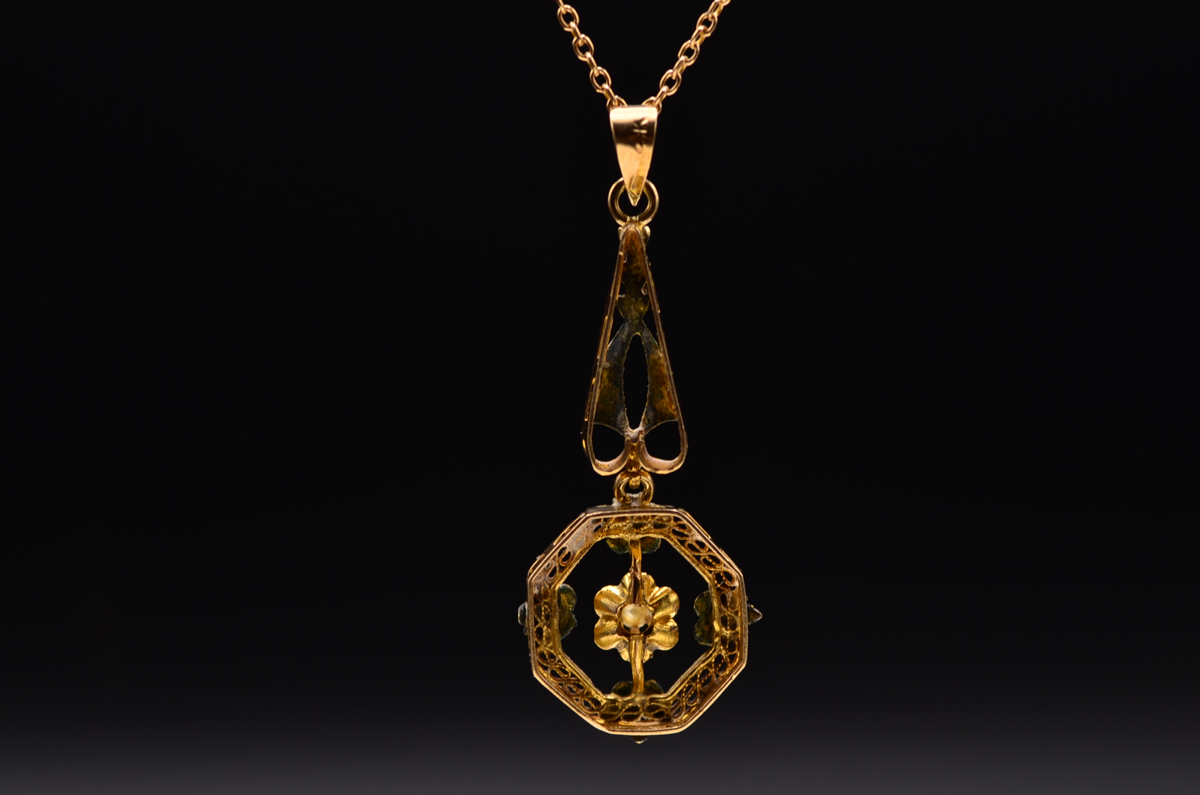 SOLD - The Rodez: Antique La Valier or Lavalier Pendant set with Old Cut Diamond - Image 2