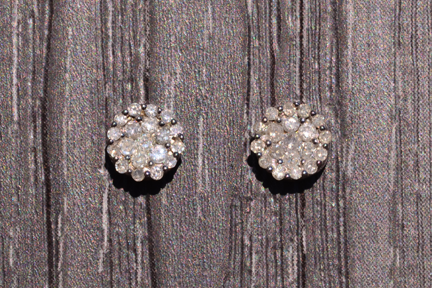 SOLD - The Clust: Diamond Cluster Earrings in White Gold - Image 2