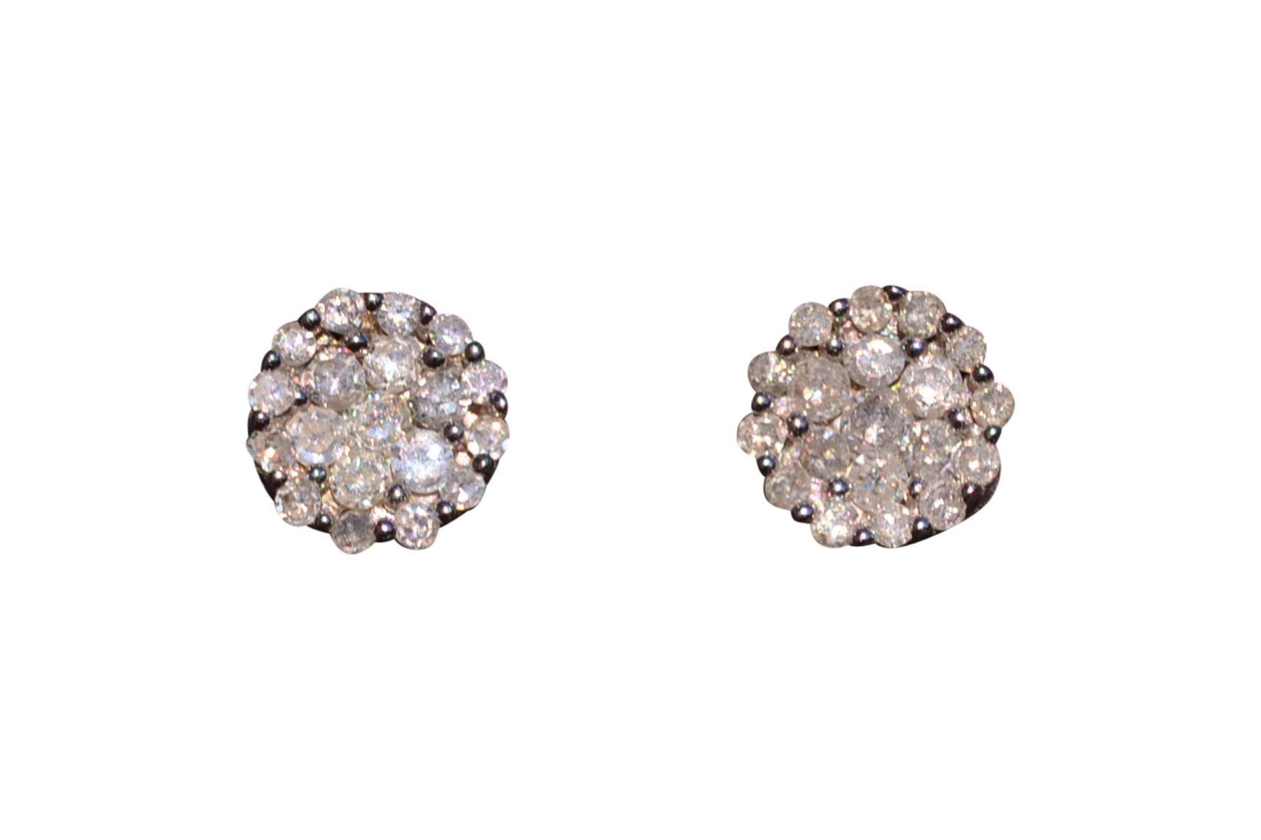 SOLD - The Clust: Diamond Cluster Earrings in White Gold