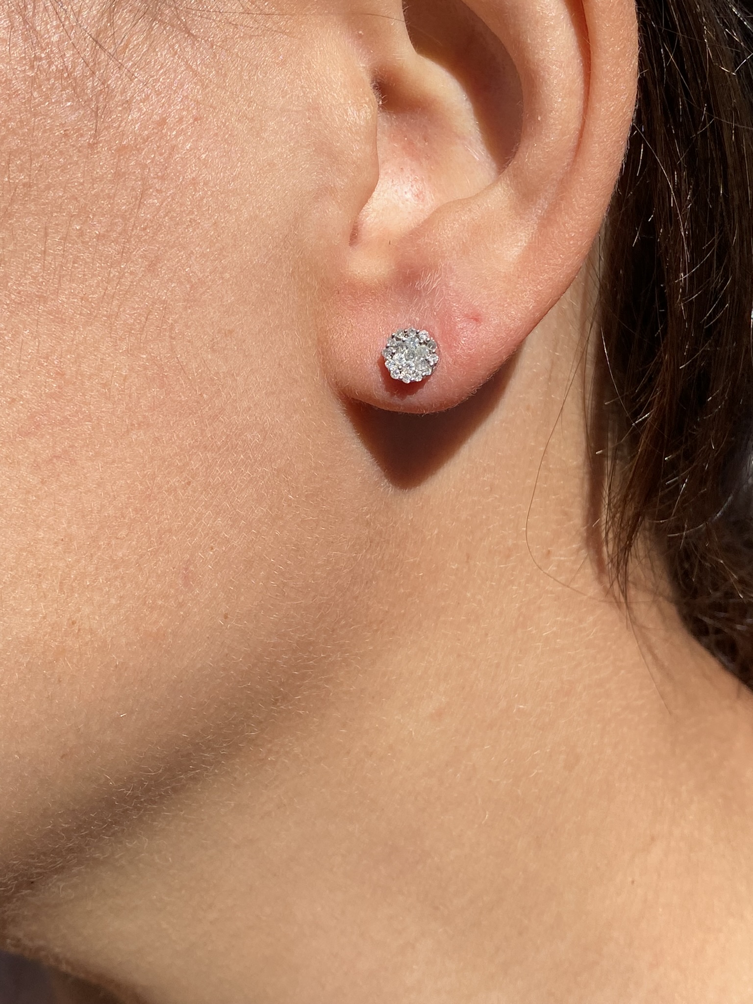 SOLD - The Clust: Diamond Cluster Earrings in White Gold - Image 4
