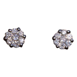 SOLD - The Gaude: Diamond Cluster Earrings in White Gold