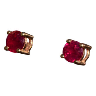 SOLD - The Zaragoza:  Natural Ruby Stud Earrings in Yellow Gold