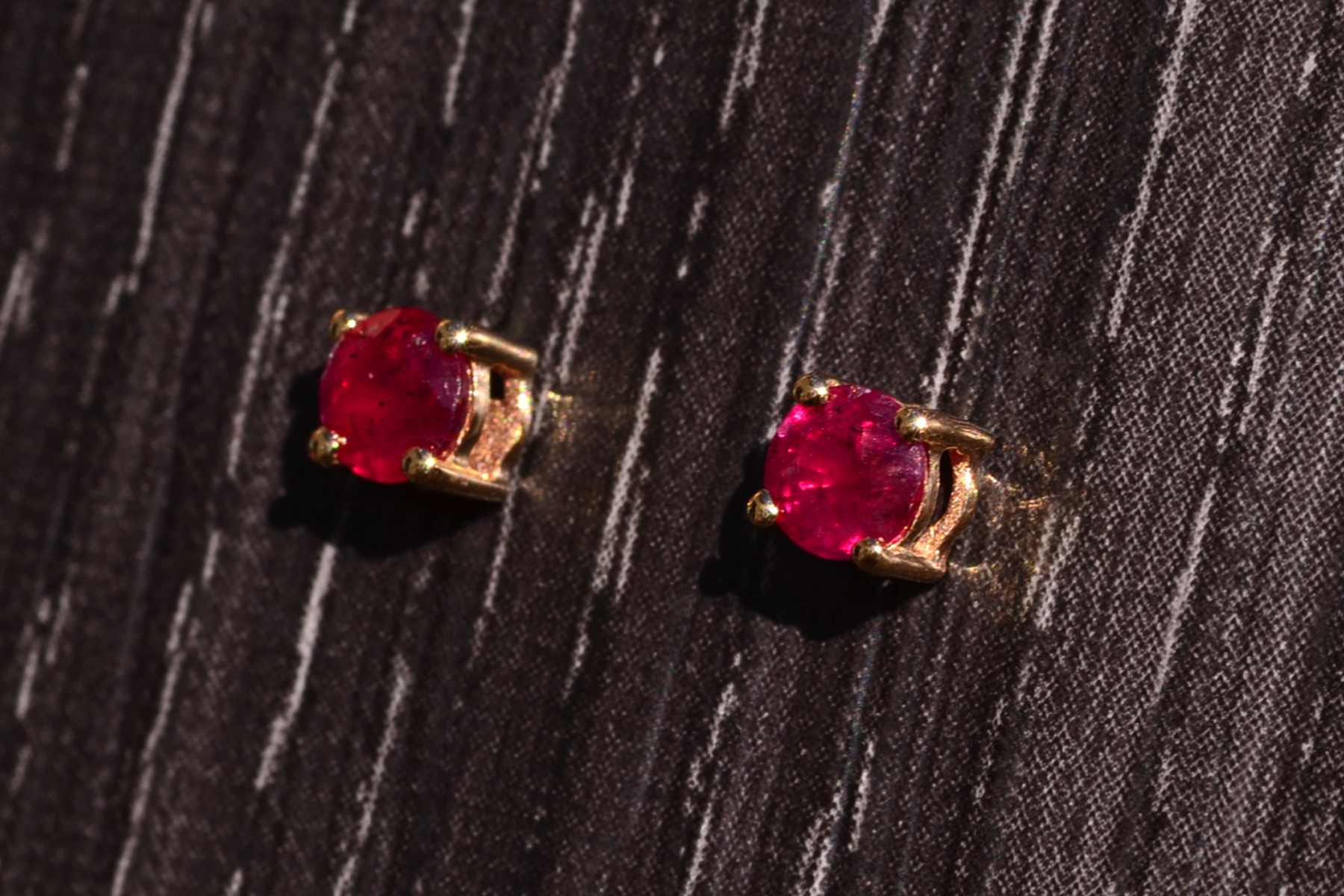 SOLD - The Zaragoza: Natural Ruby Stud Earrings in Yellow Gold - Image 3