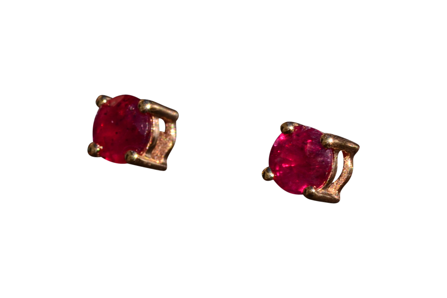 SOLD - The Zaragoza: Natural Ruby Stud Earrings in Yellow Gold