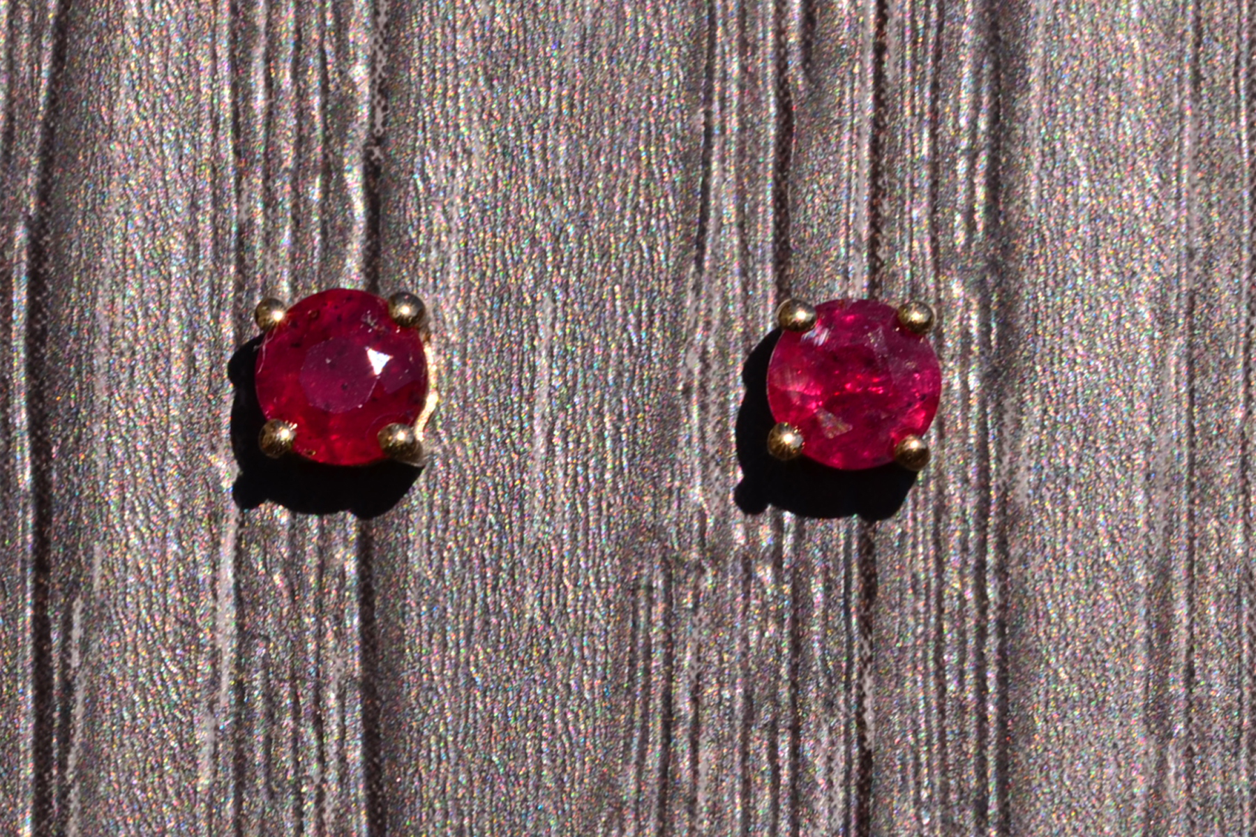 SOLD - The Zaragoza: Natural Ruby Stud Earrings in Yellow Gold - Image 2