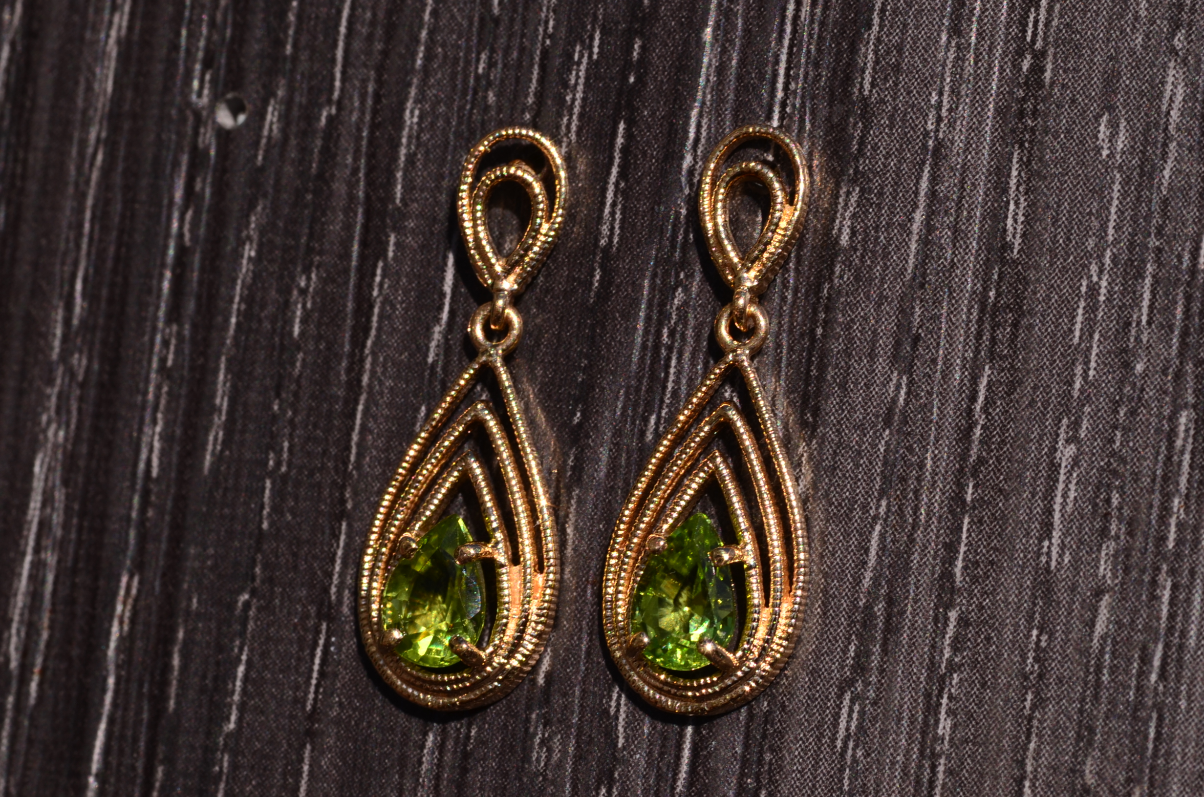 SOLD - The Gaittieres: Yellow Gold Peridot Drop Earrings - Image 3
