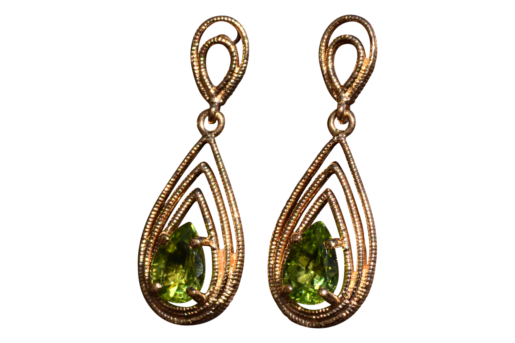 SOLD - The Gaittieres: Yellow Gold Peridot Drop Earrings