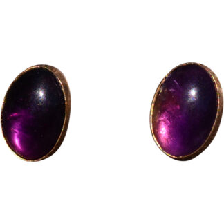 SOLD - The Zamora: Bezel Set Cabochon Amethyst Stud Earrings