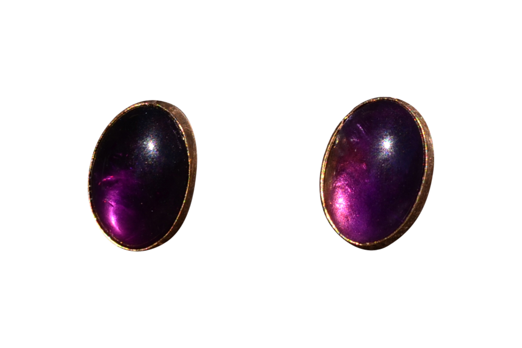 SOLD - The Zamora: Bezel Set Cabochon Amethyst Stud Earrings