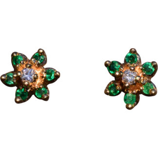 The Villanueve: Vintage Diamonds and Emerald Cluster Earrings