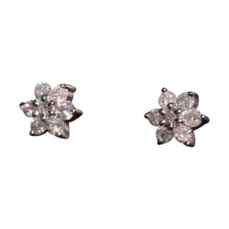 SOLD - The Vence: Diamond Cluster Earrings in Yellow Gold