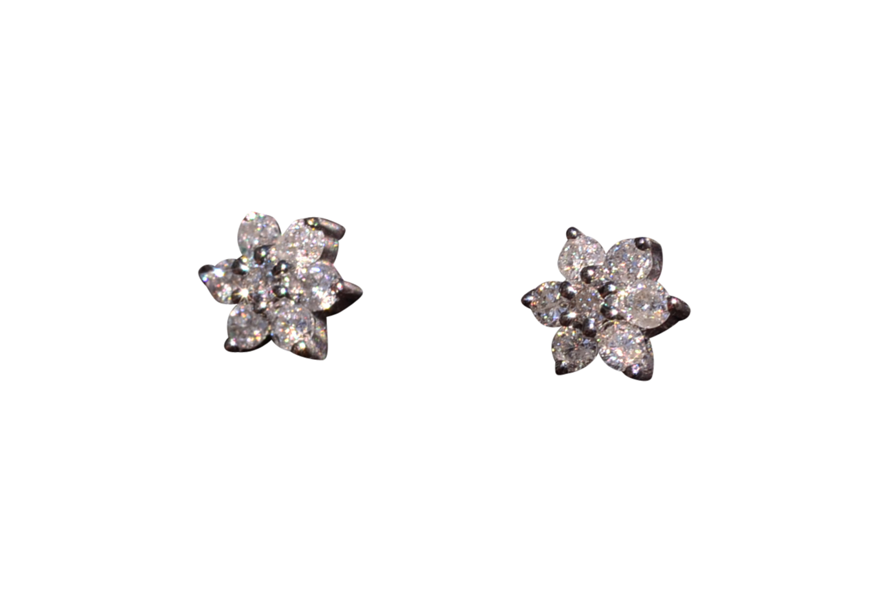 SOLD - The Vence: Diamond Cluster Earrings in Yellow Gold