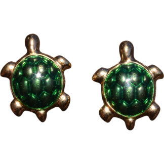 SOLD - The Tortuga: Yellow Gold Turtle Earrings with Enamel