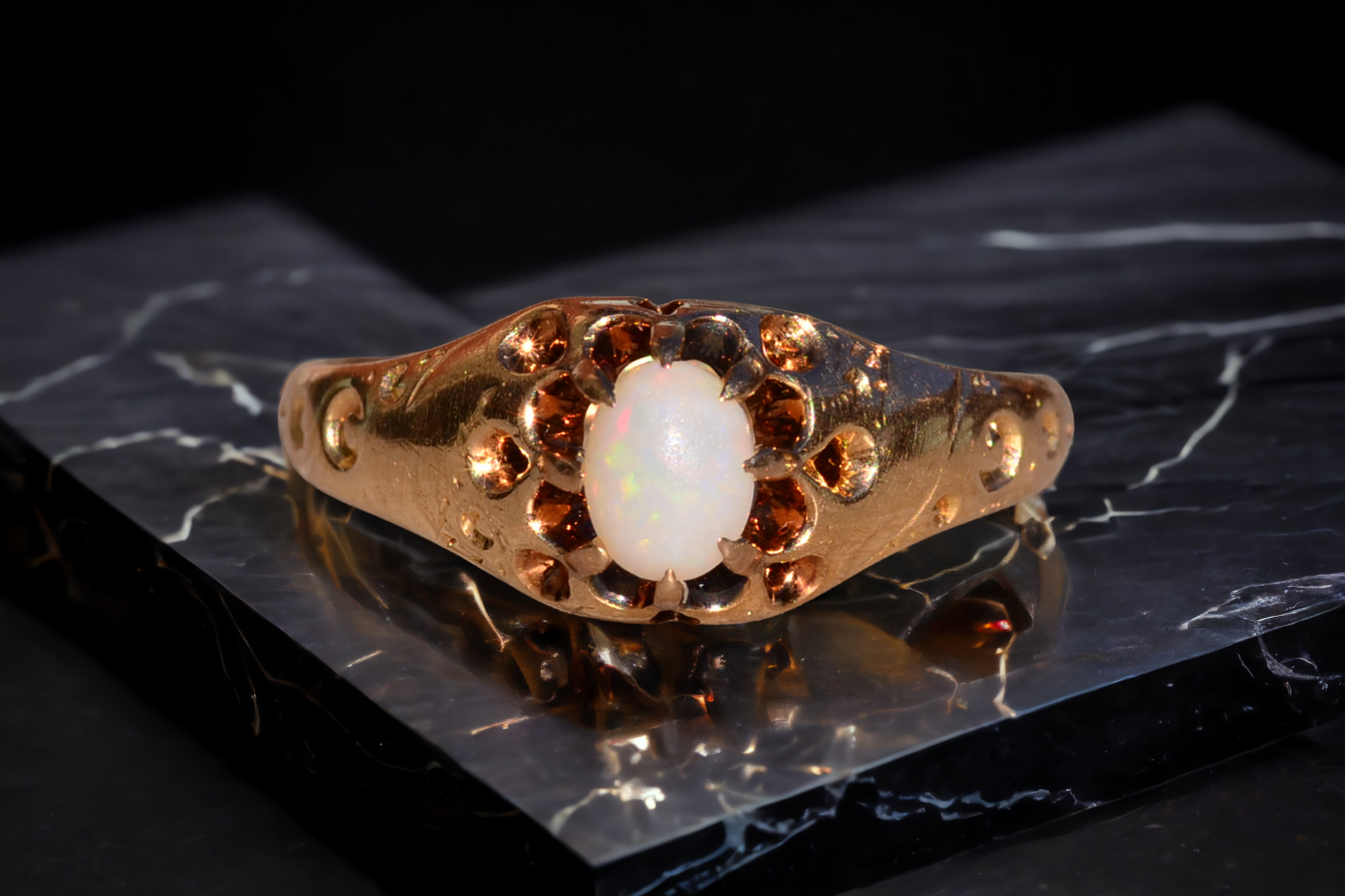 The Drap: Victorian Opal Ring in Yellow Gold - Image 8