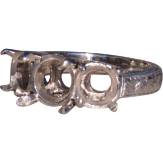 Vintage Platinum Three Stone Mounting with Engraving