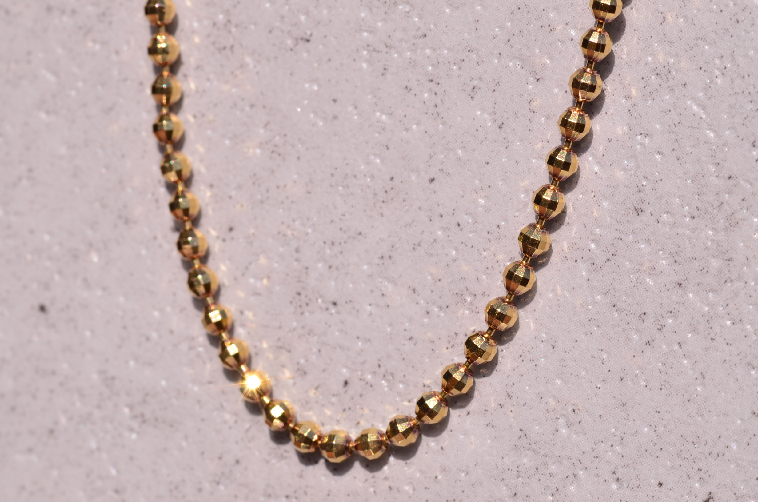 SOLD - The Amphons: Diamond Cut Beaded Chain in Yellow Gold - Image 2
