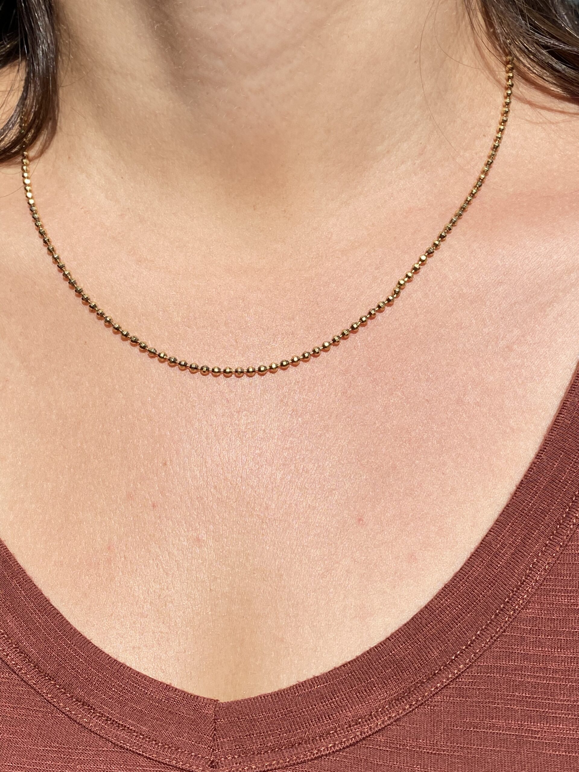 SOLD - The Amphons: Diamond Cut Beaded Chain in Yellow Gold - Image 5