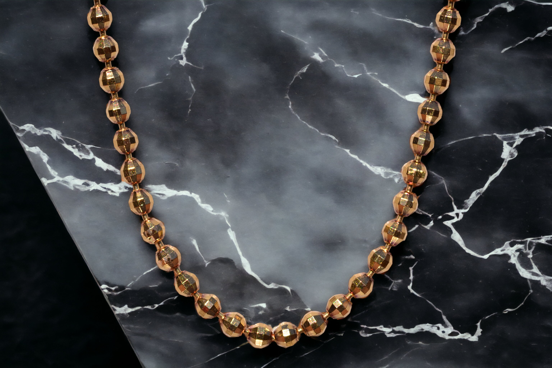 SOLD - The Amphons: Diamond Cut Beaded Chain in Yellow Gold - Image 4