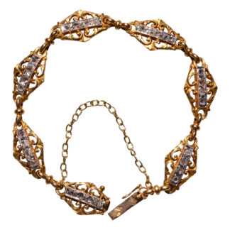 The Marseille: French Art Nouveau Bracelet set with Rose Cut Diamonds
