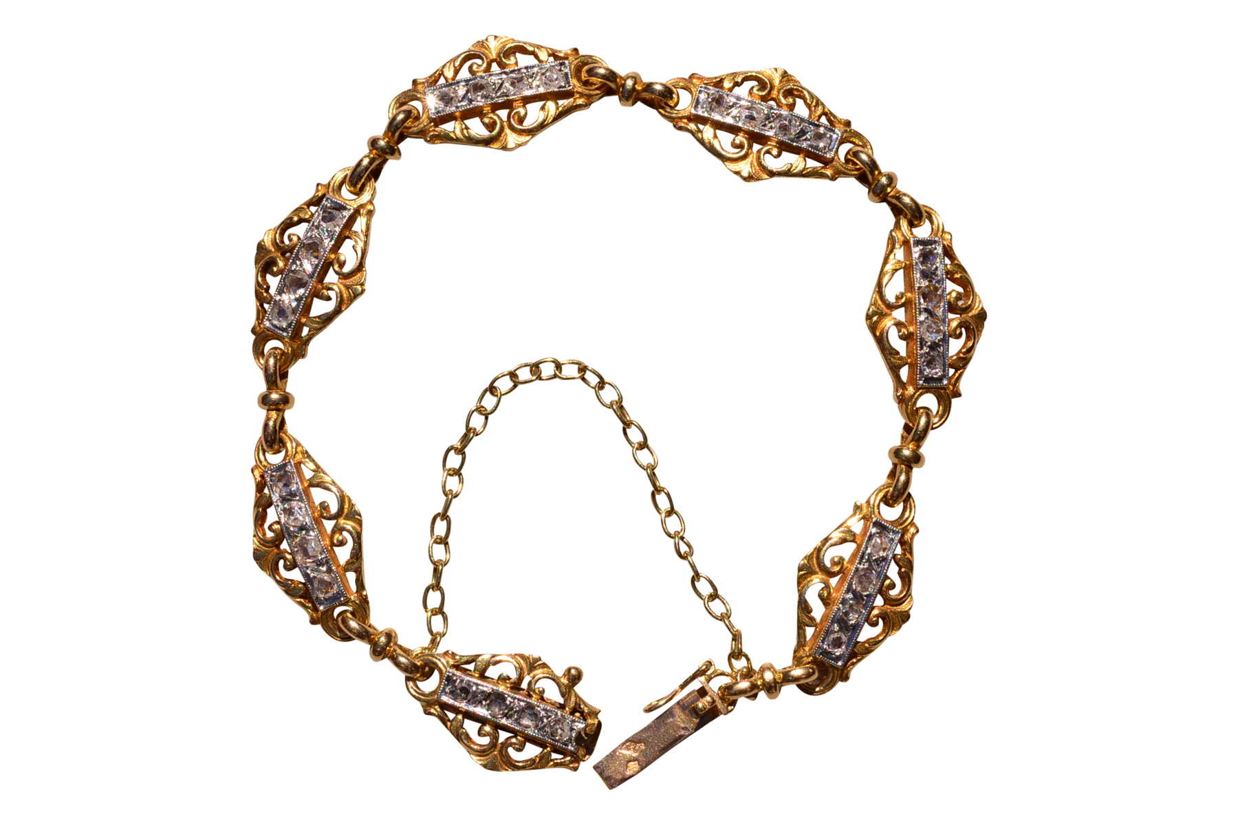 The Marseille: French Art Nouveau Bracelet set with Rose Cut Diamonds
