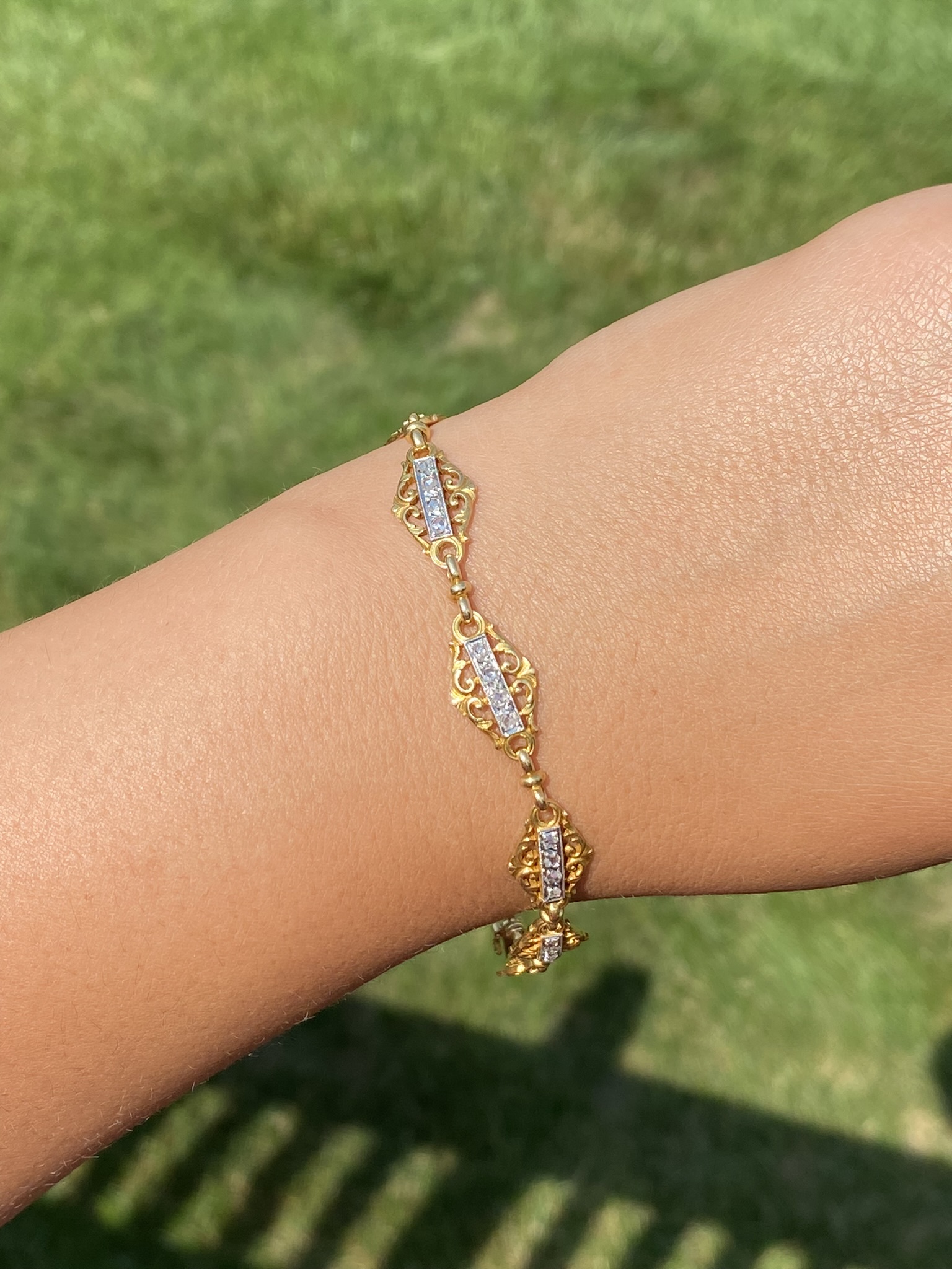 The Marseille: French Art Nouveau Bracelet set with Rose Cut Diamonds - Image 6