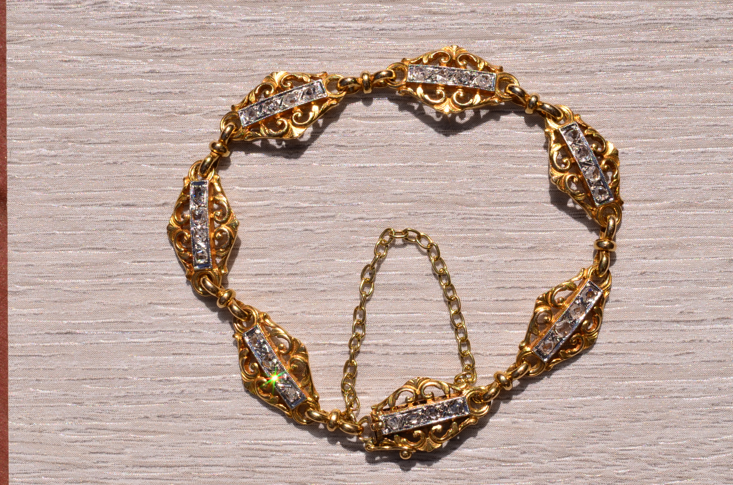 The Marseille: French Art Nouveau Bracelet set with Rose Cut Diamonds - Image 4