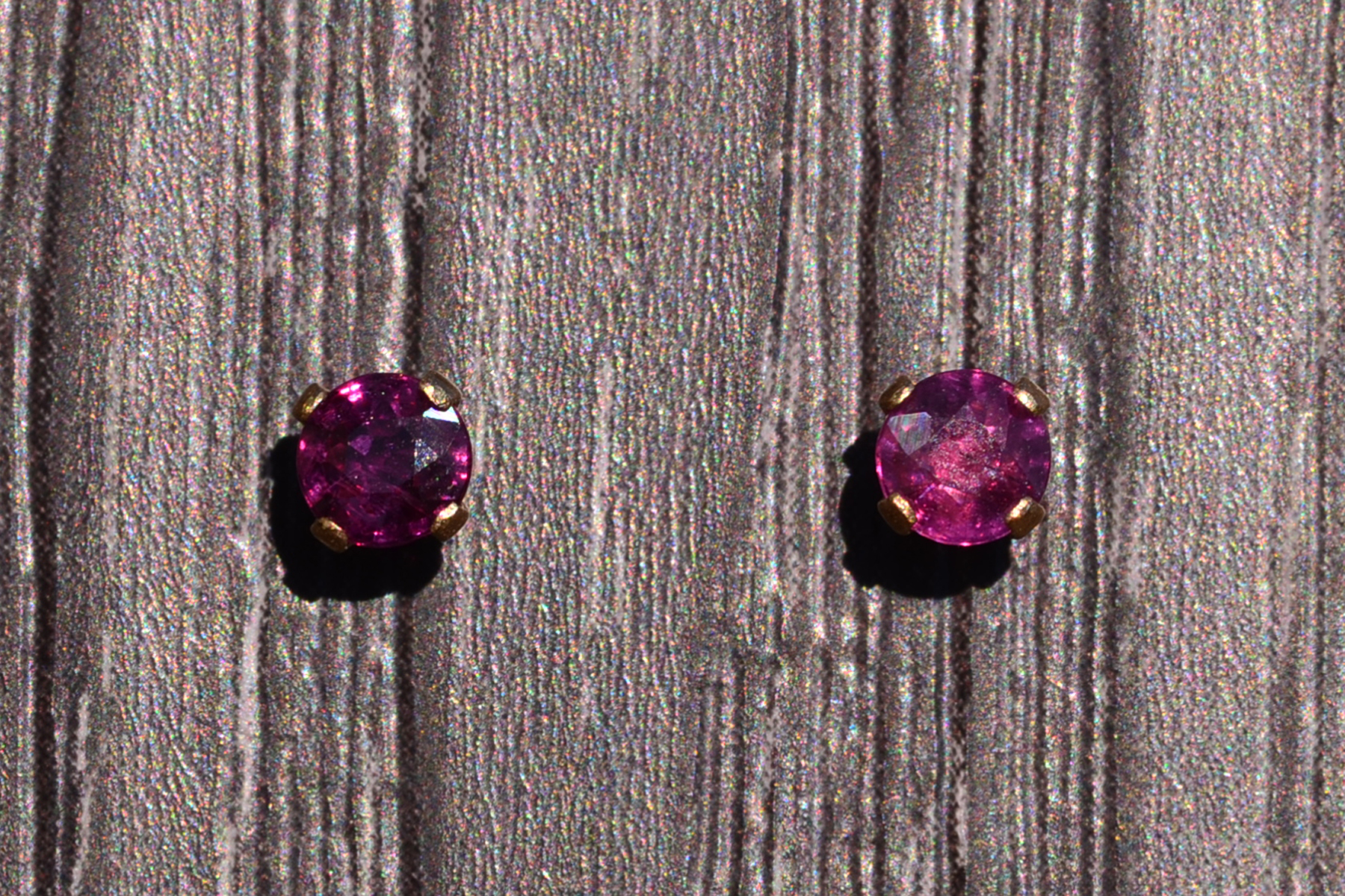 The Gar: Natural Garnet Stud Earrings in Yellow Gold - Image 2
