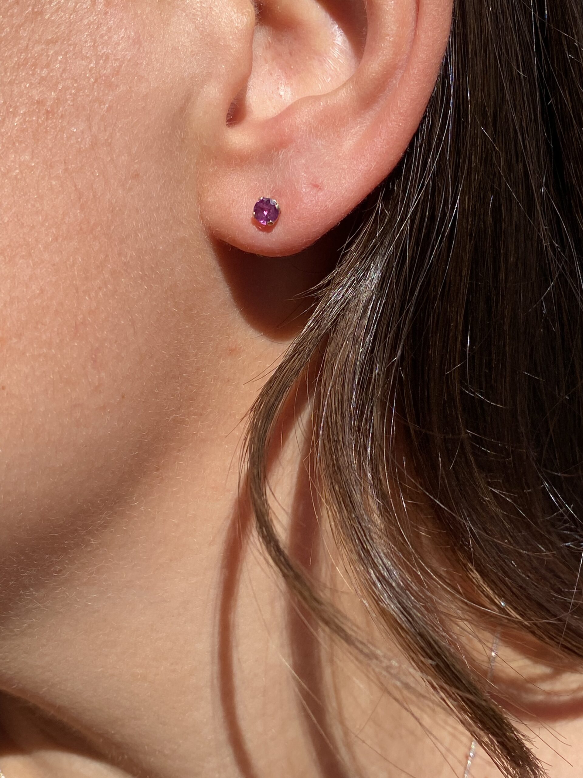 The Gar: Natural Garnet Stud Earrings in Yellow Gold - Image 4