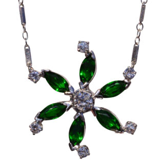 The San Tropez: Mid Century Diamond and Glass Pendant in White Gold