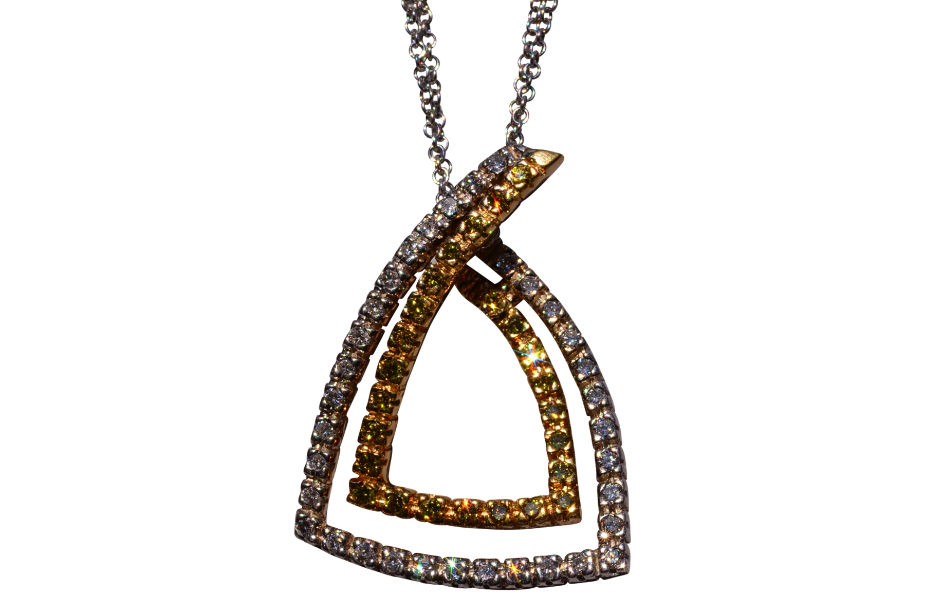 The 54th Street: White and Yellow Diamond Necklace in White and Yellow Gold