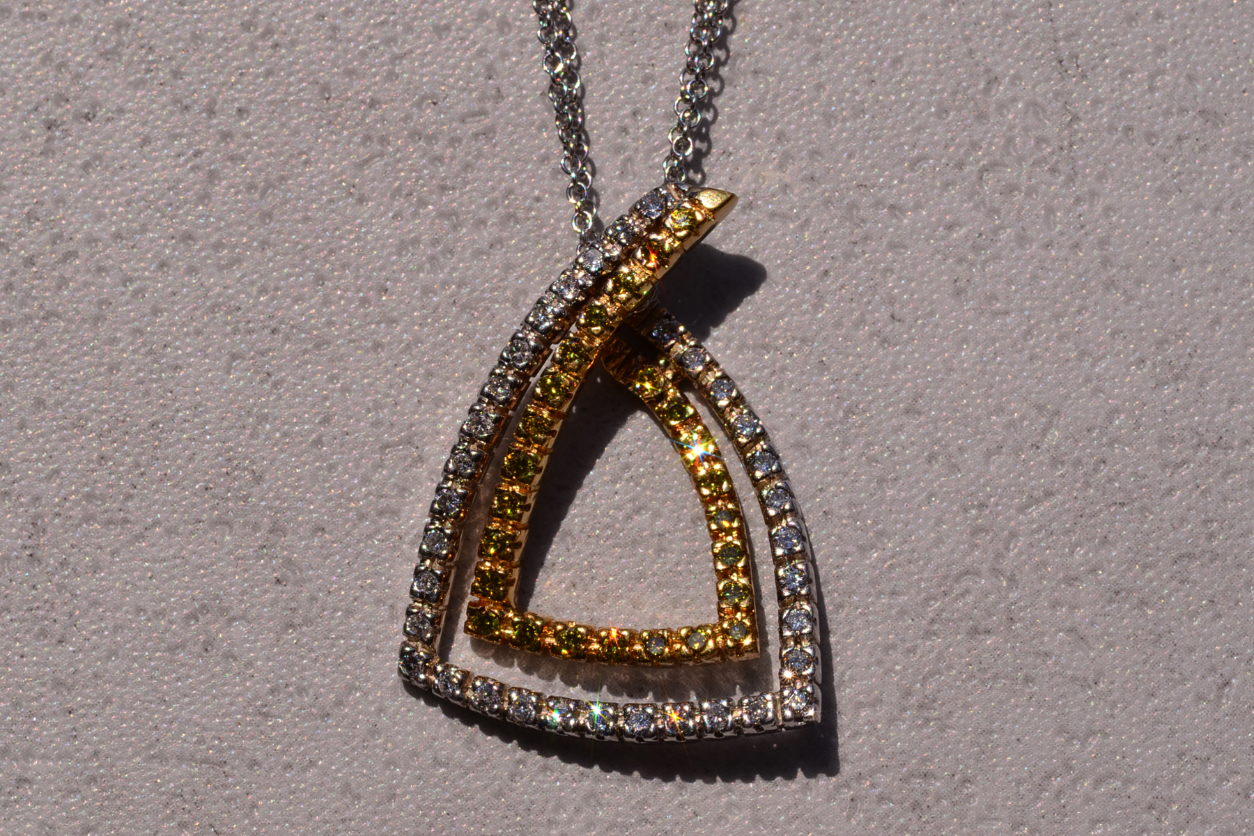 The 54th Street: White and Yellow Diamond Necklace in White and Yellow Gold - Image 2