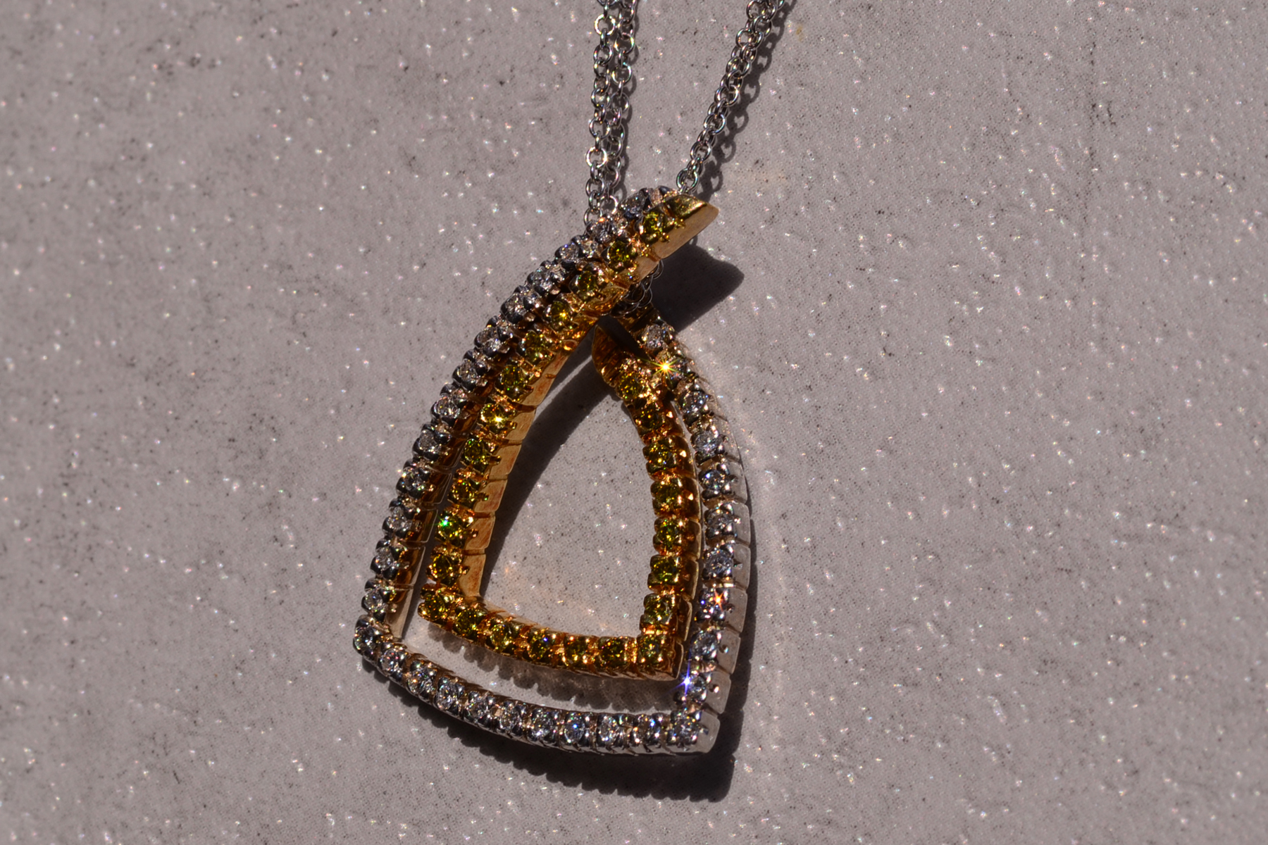 The 54th Street: White and Yellow Diamond Necklace in White and Yellow Gold - Image 3