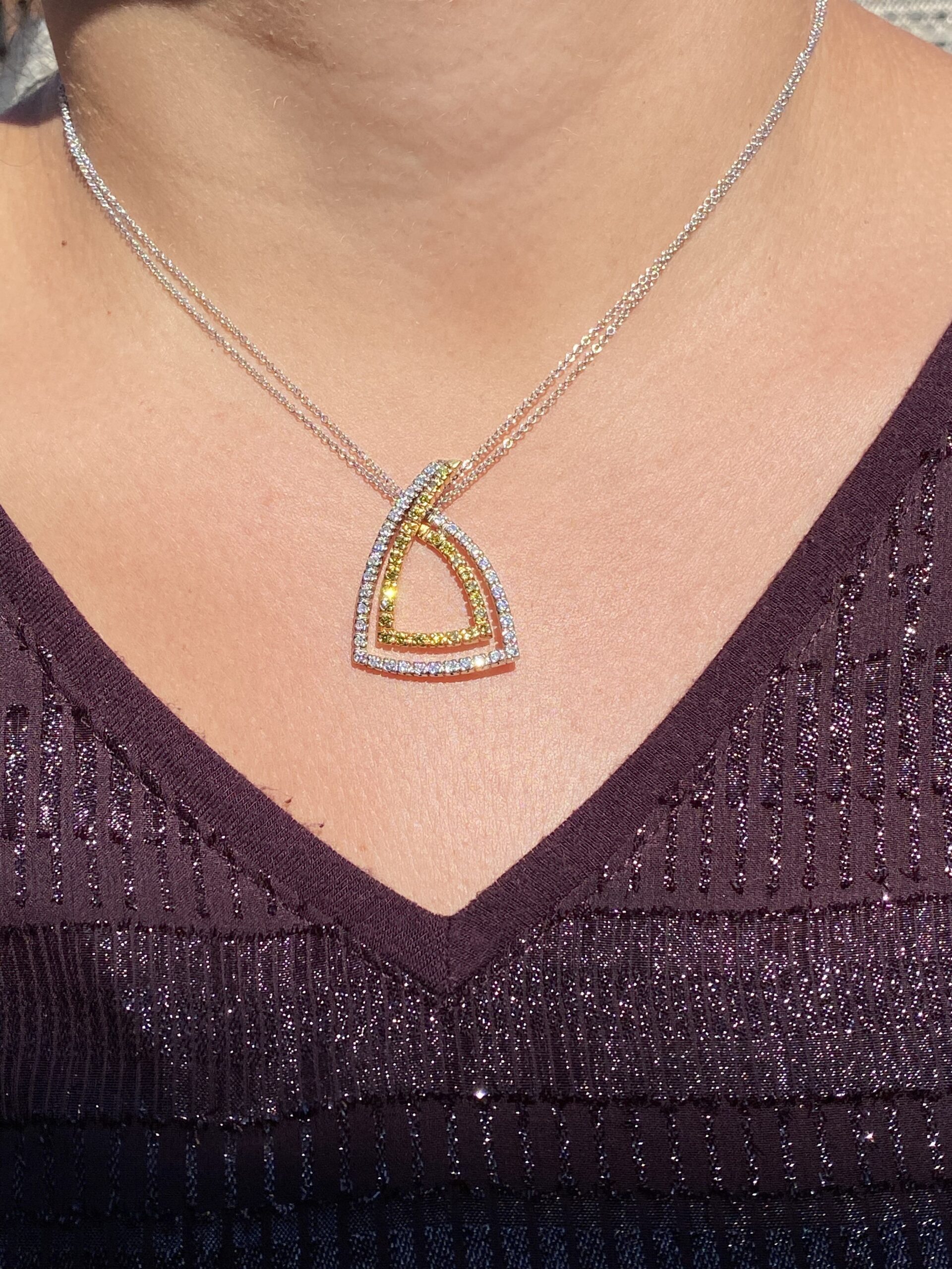 The 54th Street: White and Yellow Diamond Necklace in White and Yellow Gold - Image 4