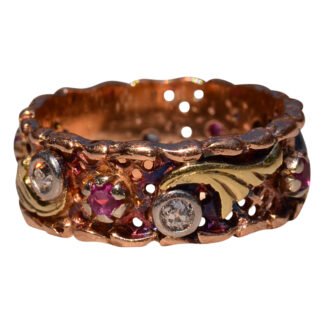 SOLD - The Bluff Road: Retro Era Ruby and Diamond Band