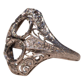 Antique Filigree Two Stone Mounting in Platinum