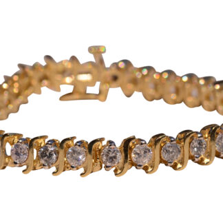 The Amagansett: Classic Vintage S Link Diamond Tennis Bracelet in Yellow Gold