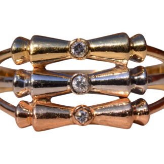 The Old Montauk Highway:  Tricolor Ring with Natural Diamonds