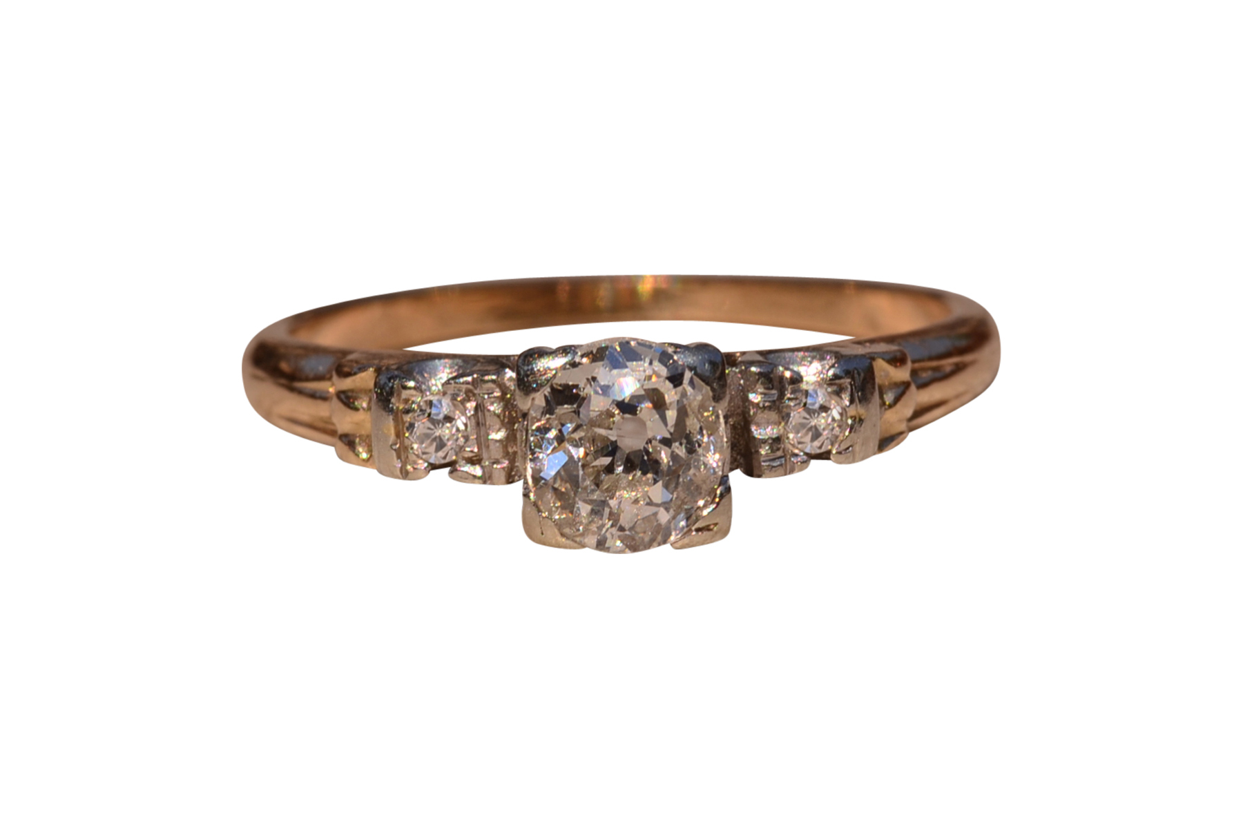 SOLD - The Gansett Lane: Antique Retro Era Engagement Ring with Old Mine Cut Natural Diamond