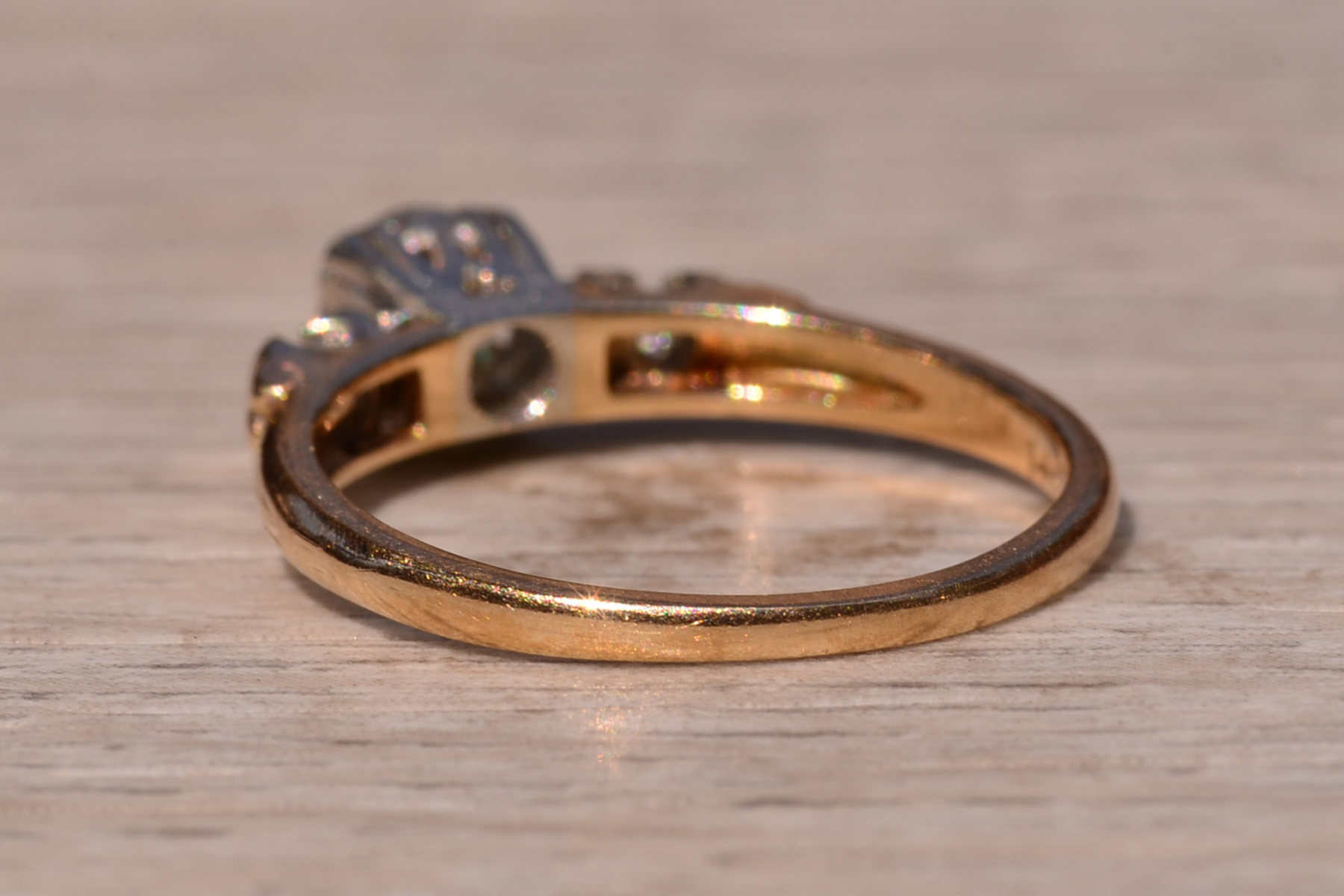 SOLD - The Gansett Lane: Antique Retro Era Engagement Ring with Old Mine Cut Natural Diamond - Image 4