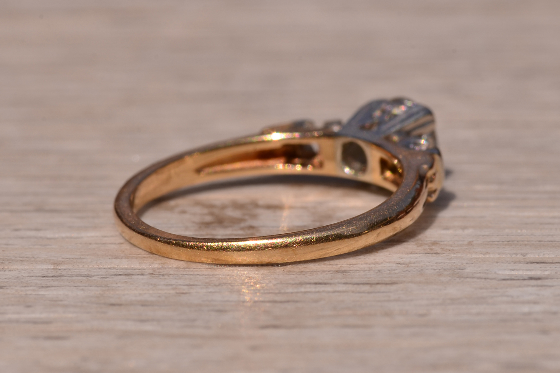 SOLD - The Gansett Lane: Antique Retro Era Engagement Ring with Old Mine Cut Natural Diamond - Image 5