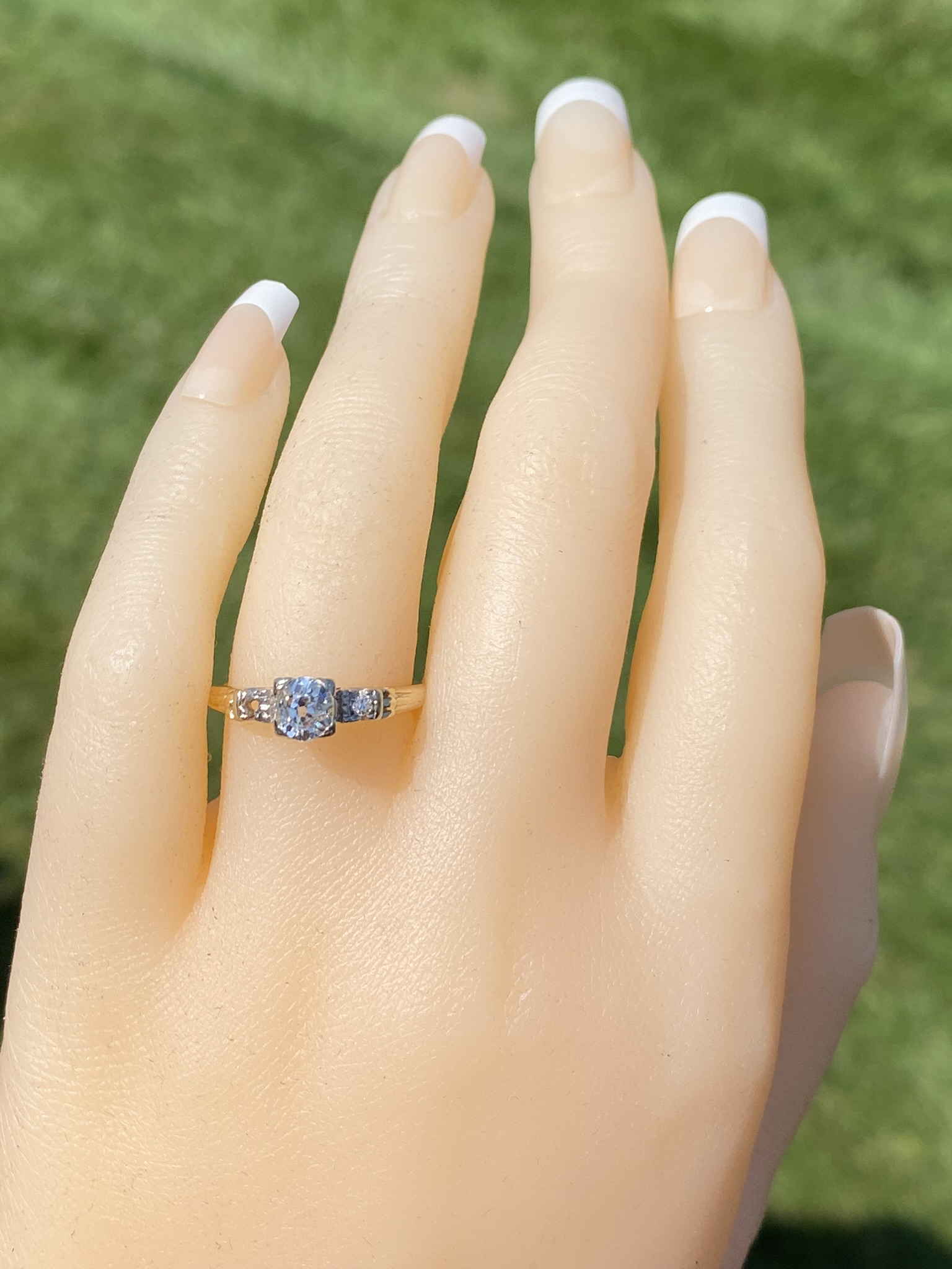 SOLD - The Gansett Lane: Antique Retro Era Engagement Ring with Old Mine Cut Natural Diamond - Image 8