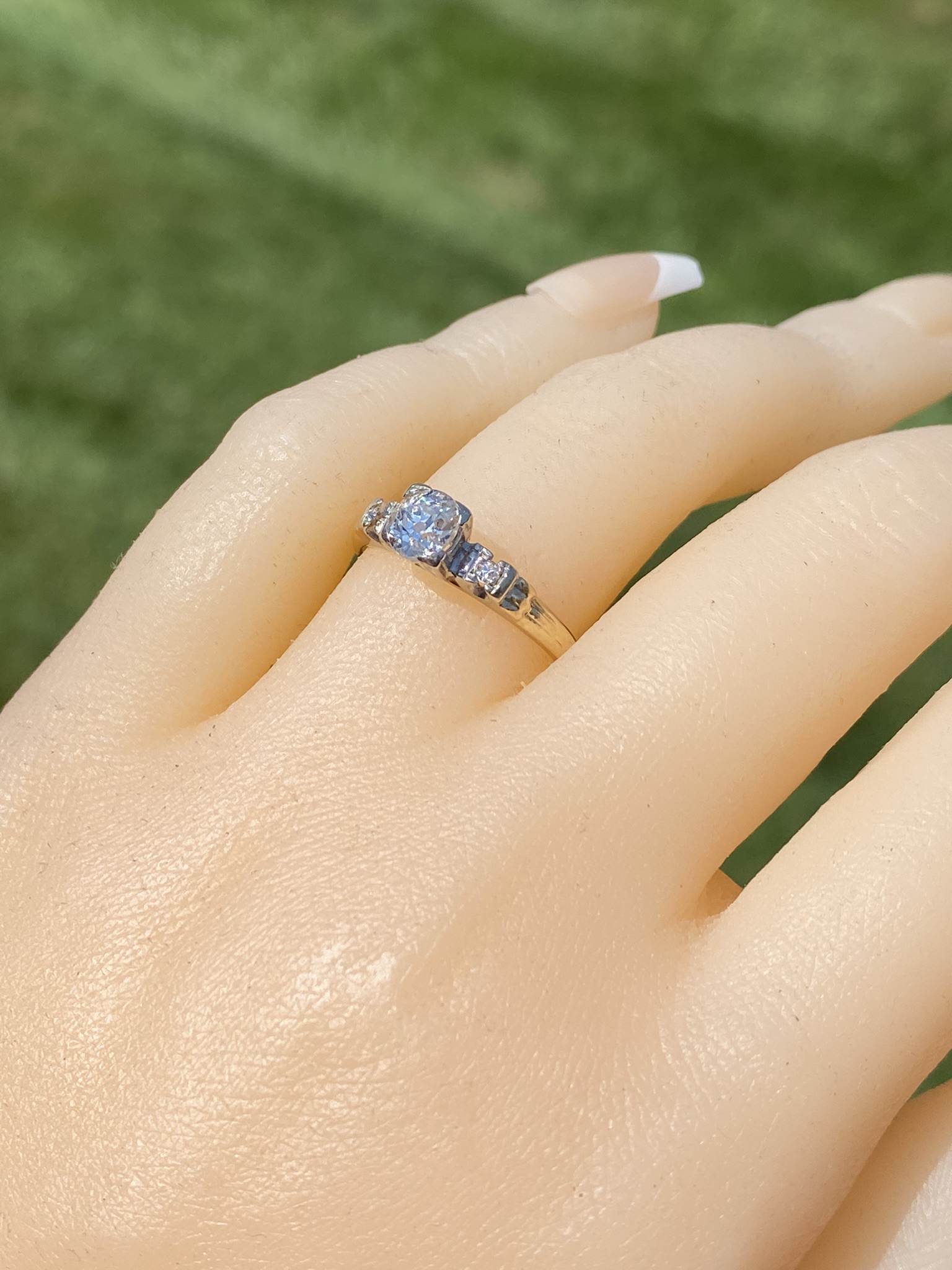 SOLD - The Gansett Lane: Antique Retro Era Engagement Ring with Old Mine Cut Natural Diamond - Image 9