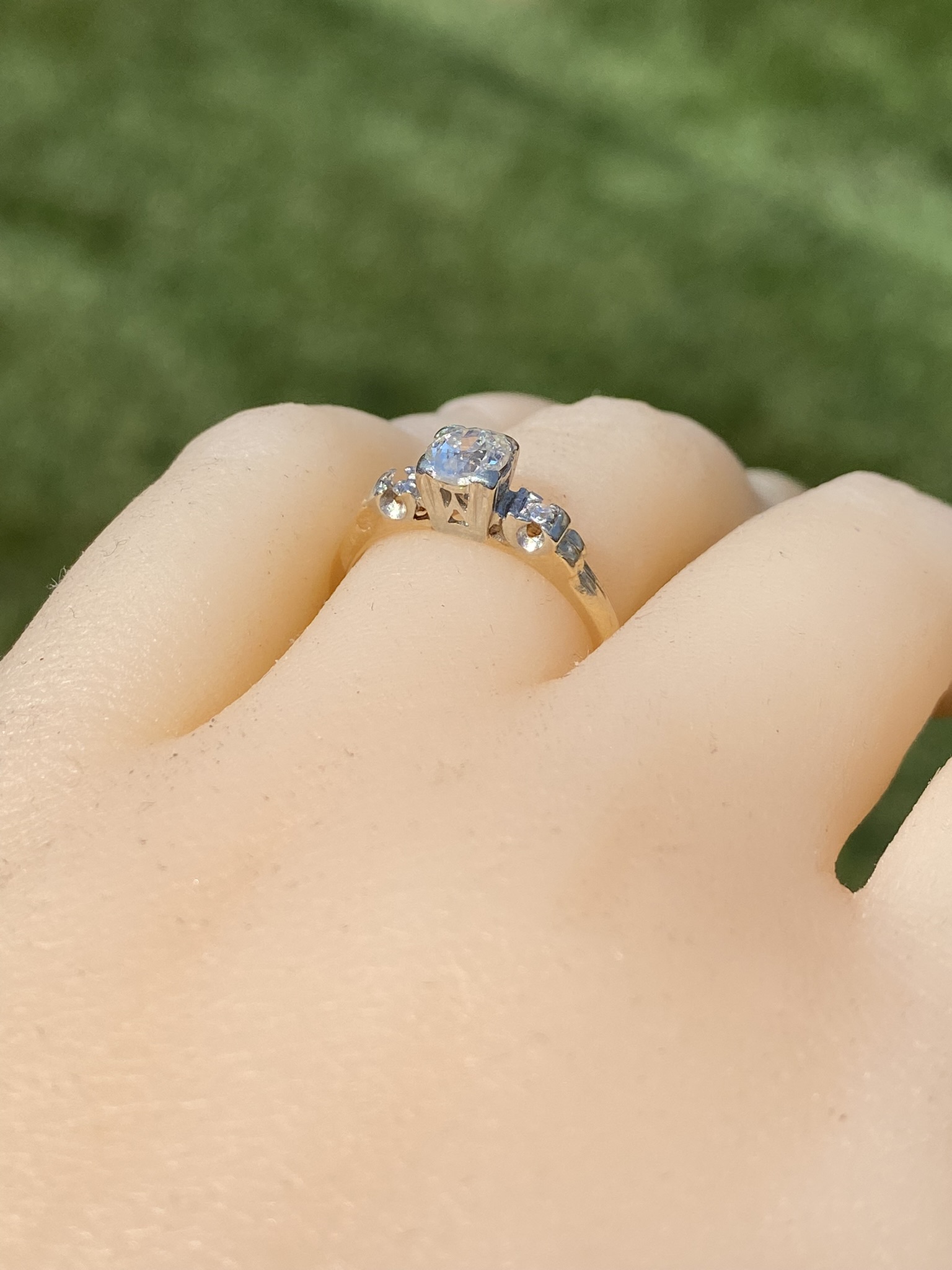 SOLD - The Gansett Lane: Antique Retro Era Engagement Ring with Old Mine Cut Natural Diamond - Image 10