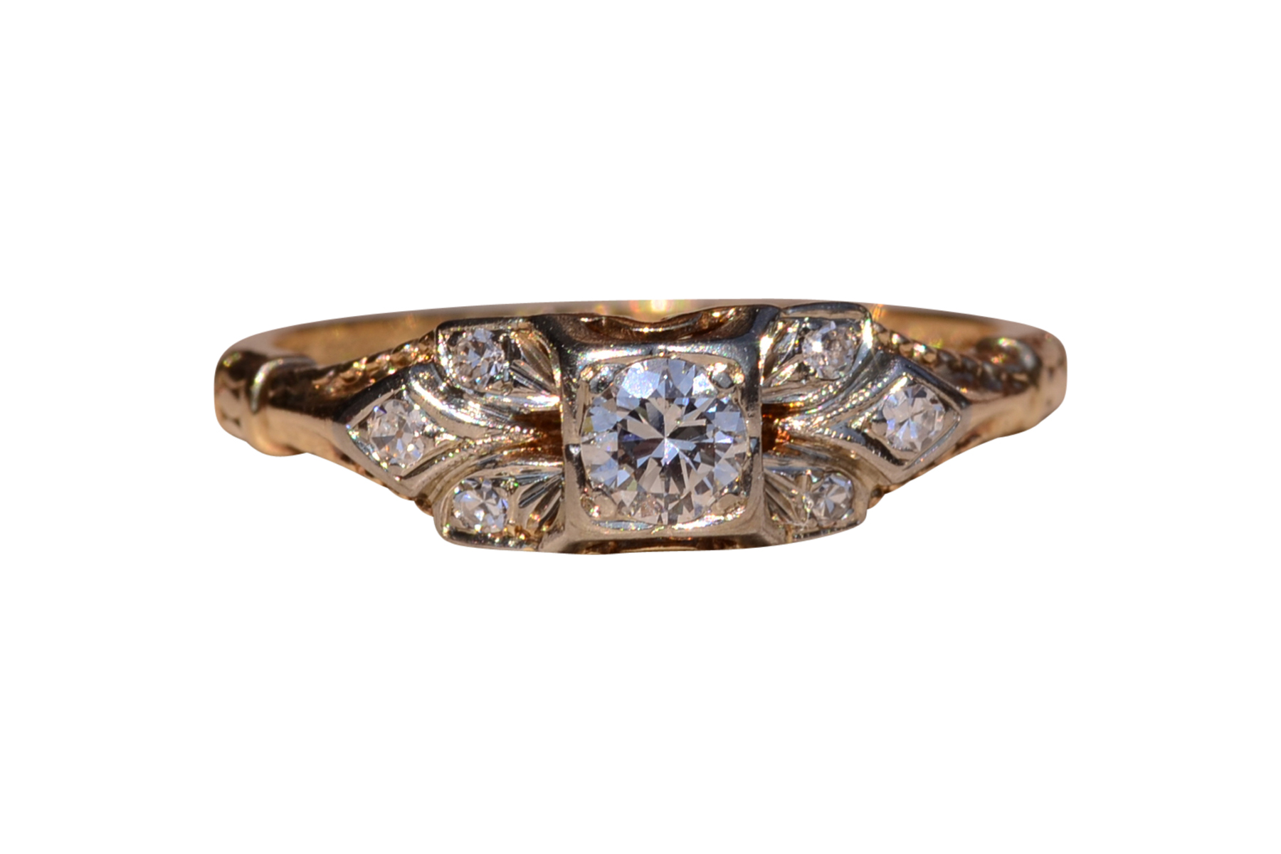 SOLD - The Napeague Lane: Antique Engagement Ring set with Natural Diamonds Signed Jabel
