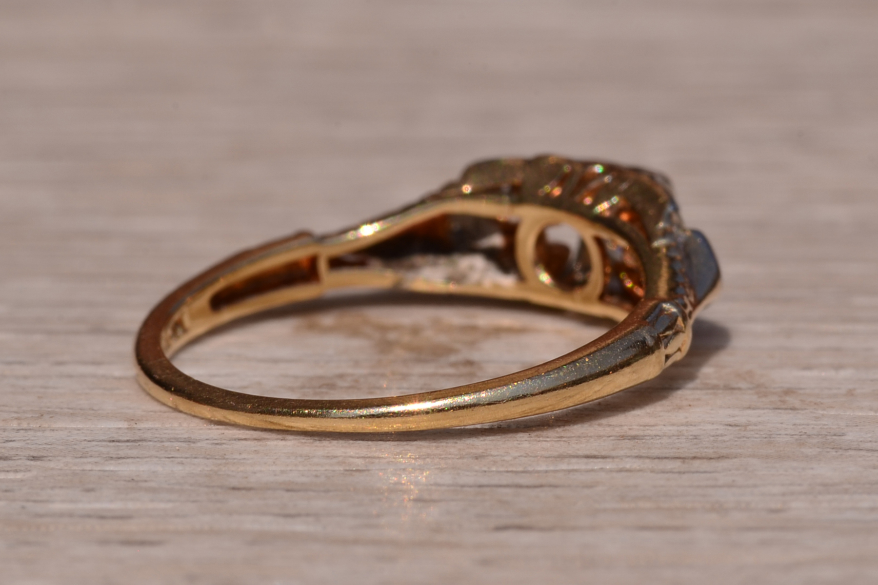SOLD - The Napeague Lane: Antique Engagement Ring set with Natural Diamonds Signed Jabel - Image 5