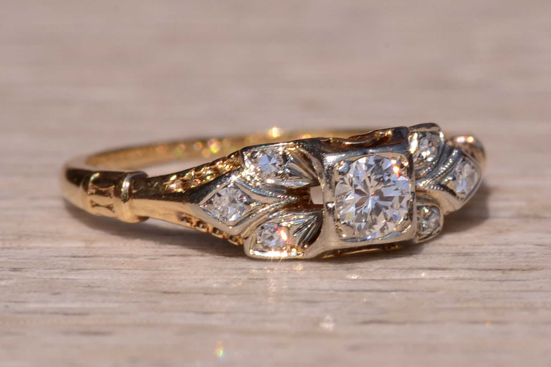 SOLD - The Napeague Lane: Antique Engagement Ring set with Natural Diamonds Signed Jabel - Image 6