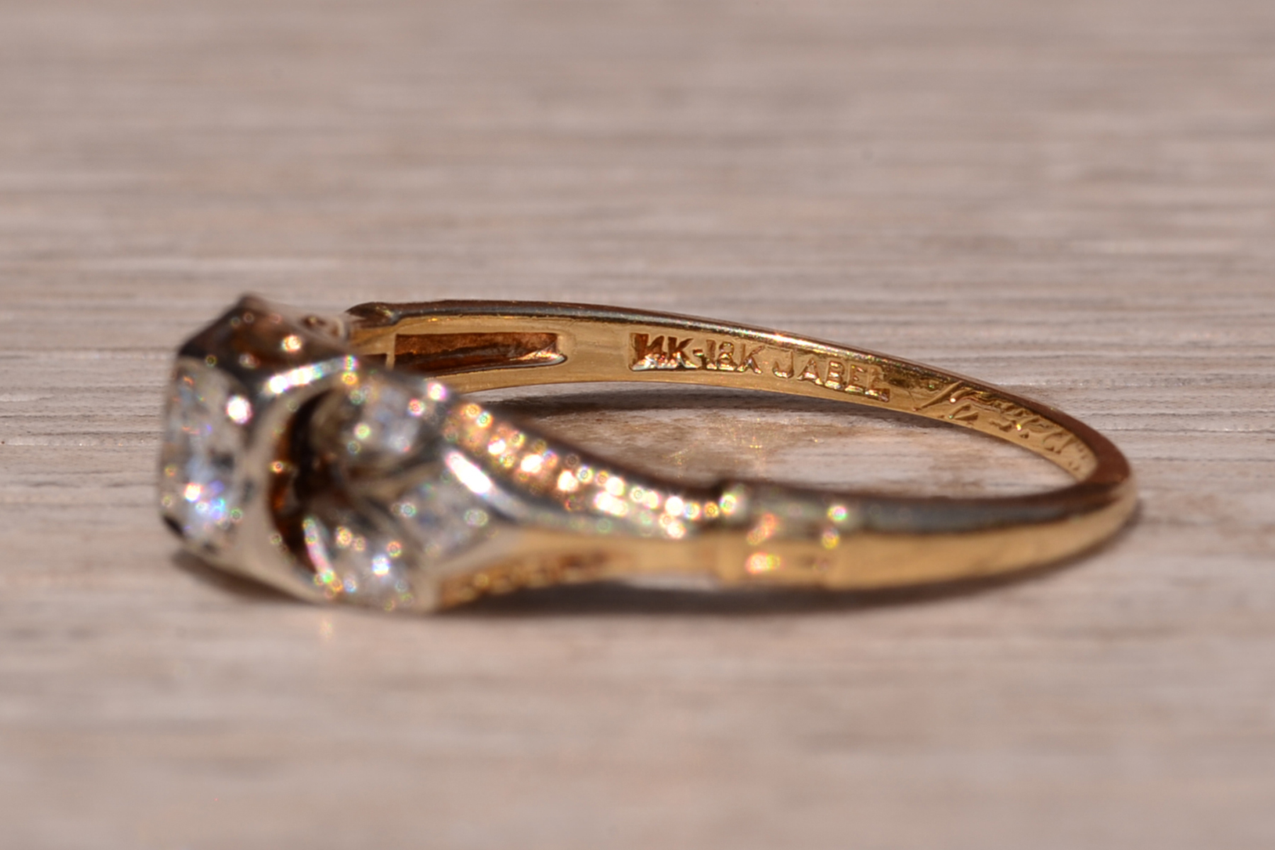 SOLD - The Napeague Lane: Antique Engagement Ring set with Natural Diamonds Signed Jabel - Image 8