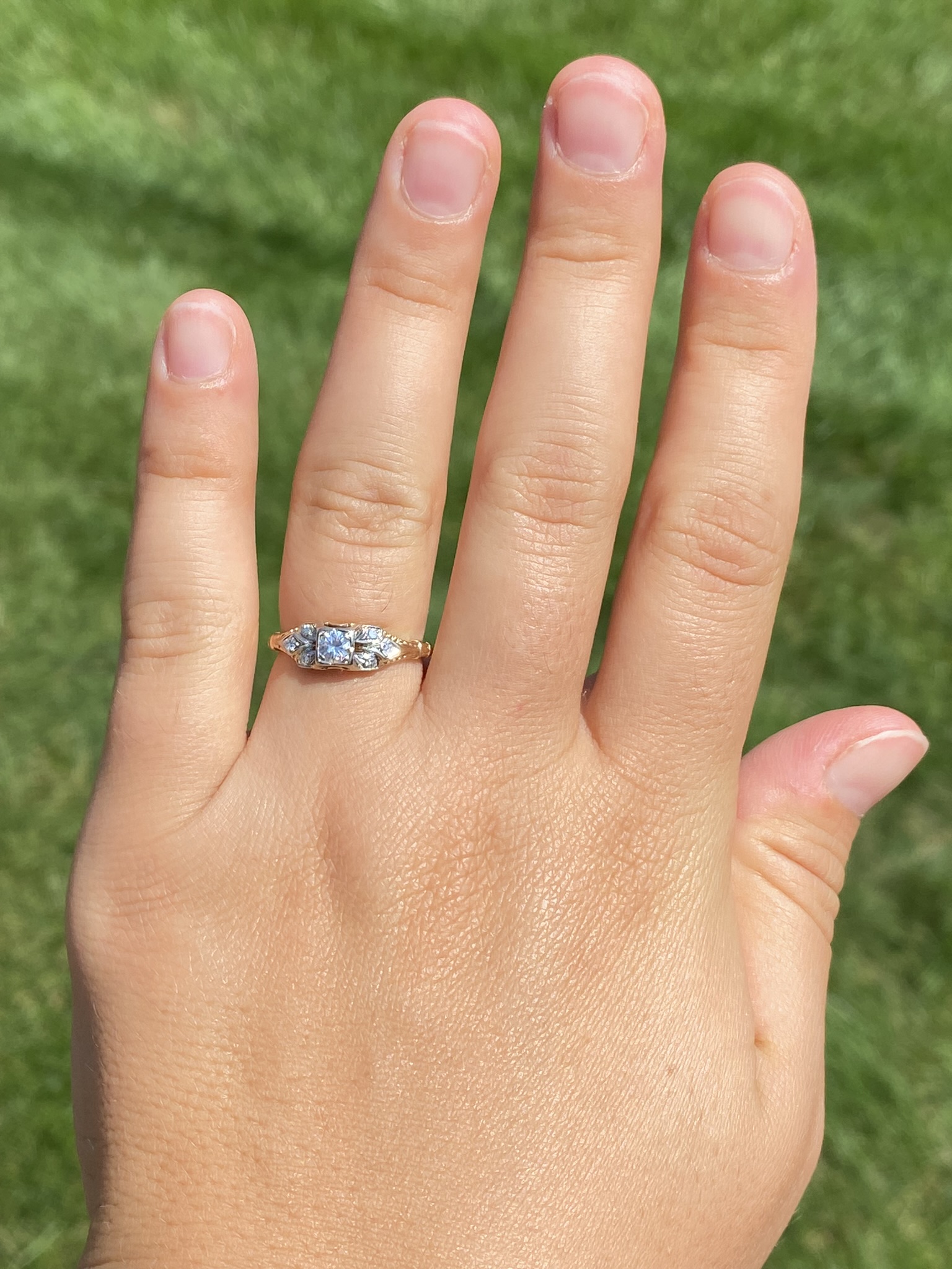 SOLD - The Napeague Lane: Antique Engagement Ring set with Natural Diamonds Signed Jabel - Image 9