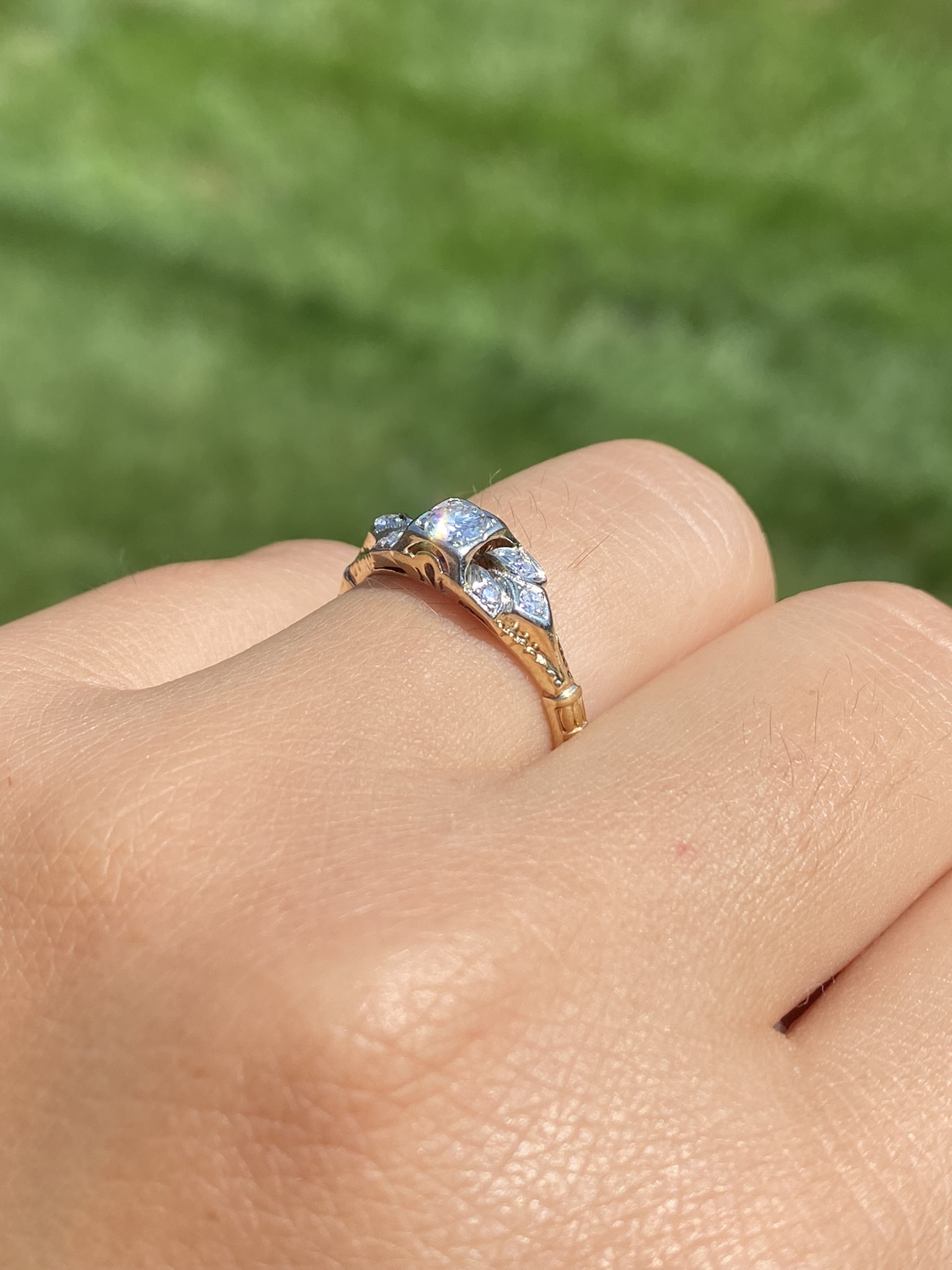 SOLD - The Napeague Lane: Antique Engagement Ring set with Natural Diamonds Signed Jabel - Image 11